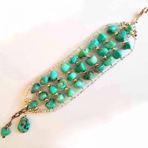A Time of Turquoise (Multi strand turquoise and sterling bracelet)