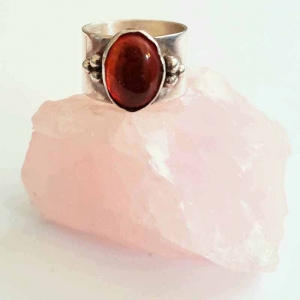 Amber Transcendance (Sterling silver and amber ring, Size 8)