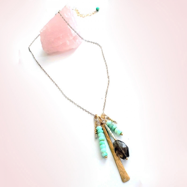 Charm Necklace in Smoky and Opal