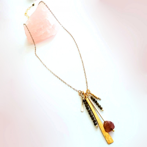 Charm Necklace  in Watermelon Tourmaline