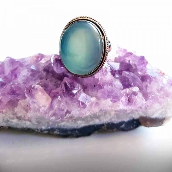 Lucid Dreams(Sterling silver and chalcedony ring, Size 5)