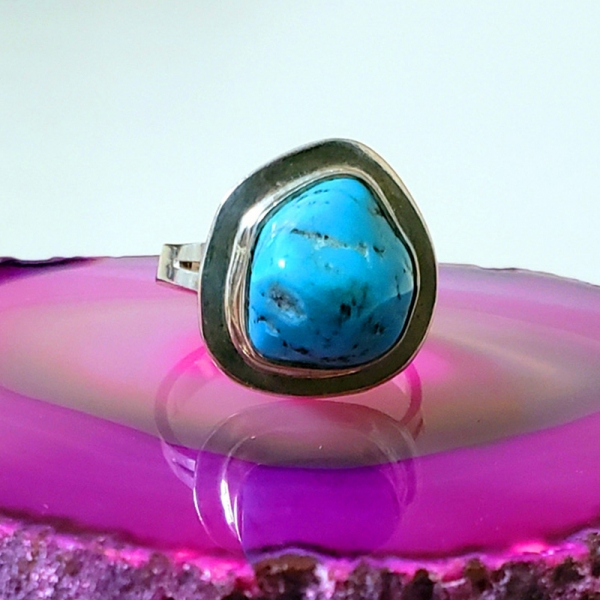 Mountain Sky (Turquoise and sterling silver ring, Size 6)